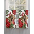 thumbnail image 5 of Christmas Bathroom Window Curtain, Red Cardinal Poinsettia Hut Berry Pine Needles Light Filtering Coffee Kitchen Curtains, Bedroom Living Room Curtains 2 Panel 84"x54", 5 of 6