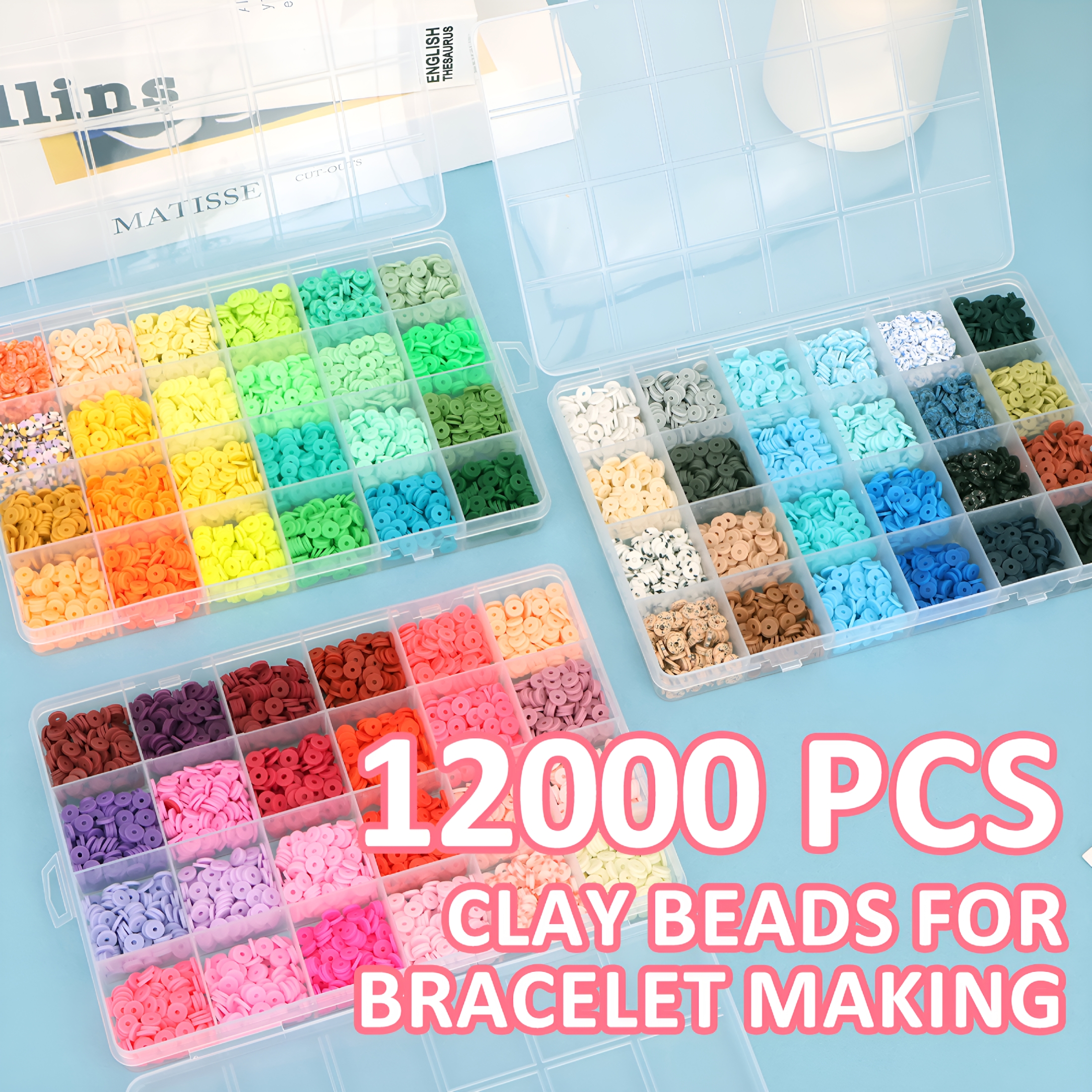 BESTSKY 2026 New Clay Beads Bracelet Making Kit 72 Colors Clay Beads Crafts Kit with Pendant Diy Clay Beads Spacer Beads Kit with Letter Beads and Elastic Strings for Jewelry Necklaces Bracelets