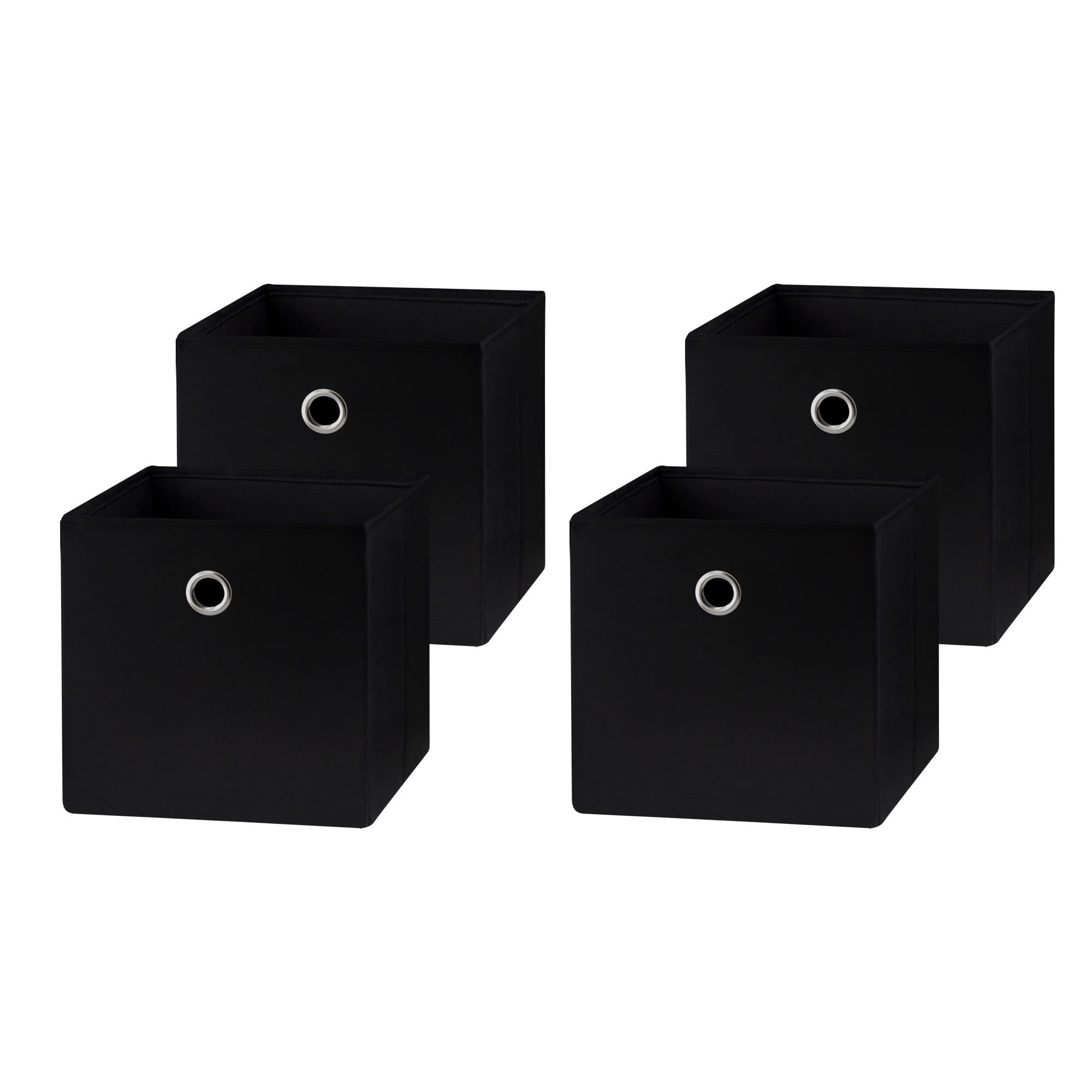 Mainstays 6 Cube Storage Organizer, White with Mainstays Collapsible Fabric Cube Storage Bins (10.5" x 10.5"), Rich Black, 4 Pack