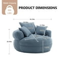 thumbnail image 4 of Villeston Amour Mid-Century Chenille Tufted Barrel Chair with Cushion and Pillows, Blue, 4 of 6