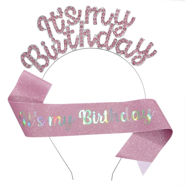 Accesorios para el Cabello para las Niñas Nuevo Cumpleaños Bandera Hombro Ceremonia Set. Este Es Mi Cumpleaños Tira Accesorios de Pelo Accesorios de Fiesta Decoraciones de Fiesta de Cumpleaños