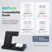 Wireless Charger iPhone Charging Station,3 in 1 Charger Stand Multiple Devices for Apple - iPhone 17 16e 16 15 14 Pro Max 13 12 11 - Watch 11 10 9 8 7 6 5 4 3 2 SE and Ultra Series - Airpods 4 3 Pro