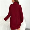 thumbnail image 5 of Women's Sweater Dress Knit Dress High Neck Long Sleeve Ribbed Loose Fit Warm Comfortable Winter Dress for Casual Loungewear,Wine,S, 5 of 7