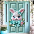 thumbnail image 5 of 3PCS Happy Easter Rabbit Wreath Porch Banner Sign Easter BunnyEgg Flower Decor Front Door Cover Decorative Hanging Welcome BannerFlag Easter Farmhouse Home Holiday Party Supplies Decoration 71x35Inch, 5 of 9