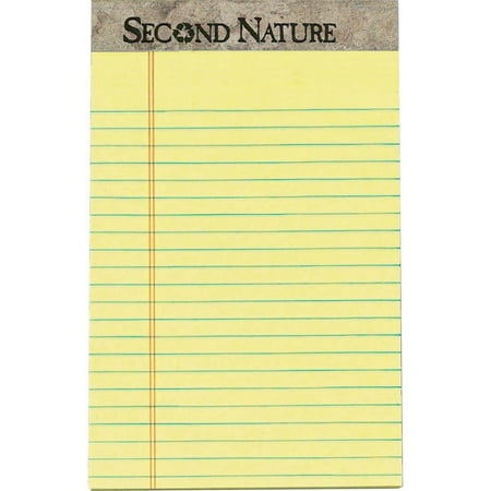 UPC: 0025932748400 | TOPS 74840 50 Sheet Second Nature 5 in. x 8 in. Narrow Rule Recycled Ruled Pads – Canary (1 Dozen)