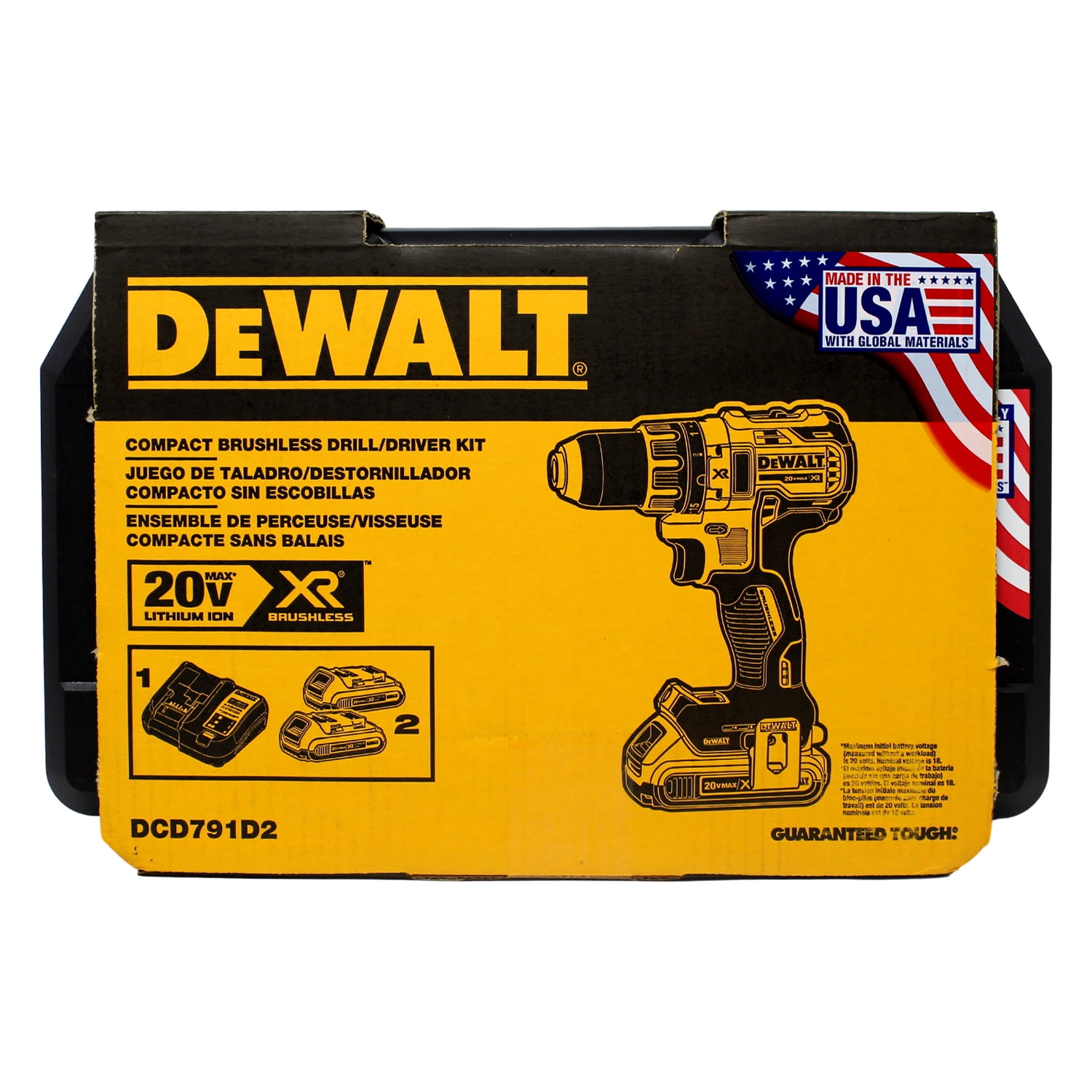 Peep Afvigelse Vær venlig Dewalt DCD791D2 20V MAX XR Li-Ion 0.5" 2.0Ah Brushless Compact Drill/Driver  Kit - Walmart.com