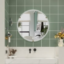 ANGELES HOME 32 Inch Round LED Bathroom Mirror, Circle Lighted Mirror for Bathroom, Wall Mounted Bathroom Vanity Mirror with Lights, 3 Colors Dimmable, Anti-Fog, Memory Function