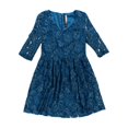 thumbnail image 1 of Kensie Womens Flare Lace A-line Dress, Blue, Medium, 1 of 2