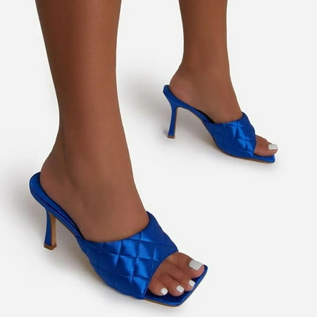 

QWZNDZGR Rimocy Fashion Square Toe High Heels Slippers Women 2022 Summer Plus Size Women s Shoes Sexy Stiletto Heeled Party Sandals Mujer