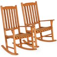 thumbnail image 1 of Gymax 2 Pcs Chaise Berçante d'Extérieur en Eucalyptus Fauteuil Berçant Simple pour Patio Terrasse Naturel, 1 of 10