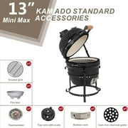 VINGLI 13 Kamado Charcoal Grill Portable Barbecue Grill BBQ Kettle Stand Lid Perfect for Outdoor Camping Patio Backyard Picnic