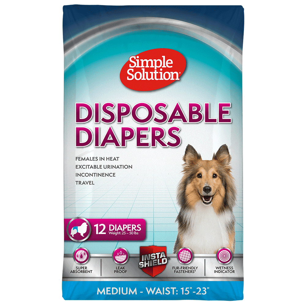 Simple Solution True Fit Disposable Dog Diapers for Female Dogs, Super
