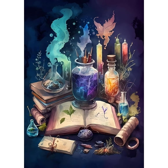 shiyou-Diamond Painting Kits for Adults, Magic Potion 5D Diamond Art Painting by Numbers Kits,DIY Diamond Art Kits,Full Round Drill Diamond Painting Kit for Adults for Home Wall Decor,12x16 inch