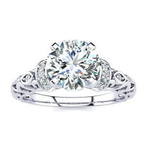 SuperJeweler 1 1/4 Carat Vintage Moissanite Engagement Ring In 14 Karat White Gold For Women