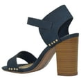 thumbnail image 3 of Delicious Women Thick Block Chunky High Heels Ankle Strap Open Peep Toe Studded Buckled Urkel-S Dark Blue 9, 3 of 3