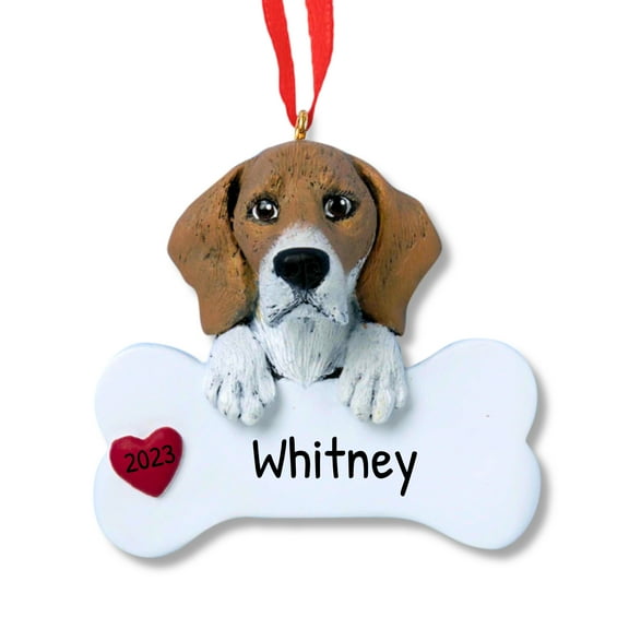 Ornaments by Elves Personalized Beagle Ornaments Pet Dog with Bone Christmas Decoration .25 lbs