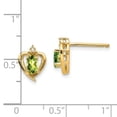 thumbnail image 3 of Auriga Fine Jewelry 14K Yellow Gold Peridot and 0.01ct Natural Diamond Heart Stud Earrings (L 17mm, W- 10mm) for Women, 3 of 6