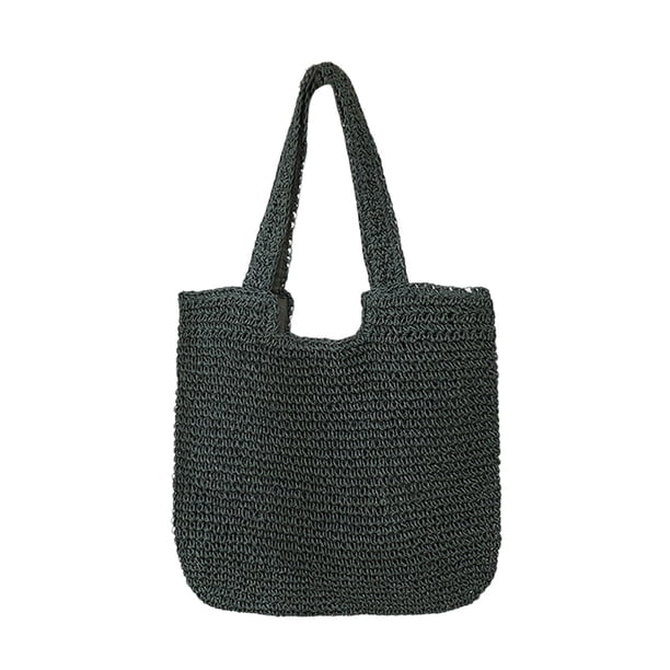 Bolsos de playa para mujeres Verano Bolso de hombro tejido grande suave Bolso de playa Tote Bolsa de paja para vacaciones de verano