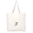 thumbnail image 2 of DALIX Women's Monogram Personalized Shopping Tote Bag Zippered Natural Ballent Letter K, 2 of 8