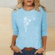 thumbnail image 2 of Camisetas Casuales de las Mujeres de Moda Impresa 3/4 Mangas Blusa Cuello Redondo para el Hogar Y Diario, 2 of 4