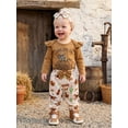 thumbnail image 4 of RUINIXCW Baby Girls Fall Outfit Western Style Long Sleeve Romper with Pants Headband, 4 of 6