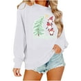 thumbnail image 4 of GUZOM Womens White 100% Polyester Christmas Long Sleeve Top - Loose Fit, Gnome & Christmas Tree Print, Boat Neck, XS-XL Festive Holiday Casual Wear,Size XS, 4 of 8