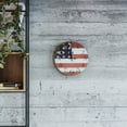 thumbnail image 2 of Yosemite Circular Wooden Wall Clock with American Flag Print in Multi-Color, 2 of 4