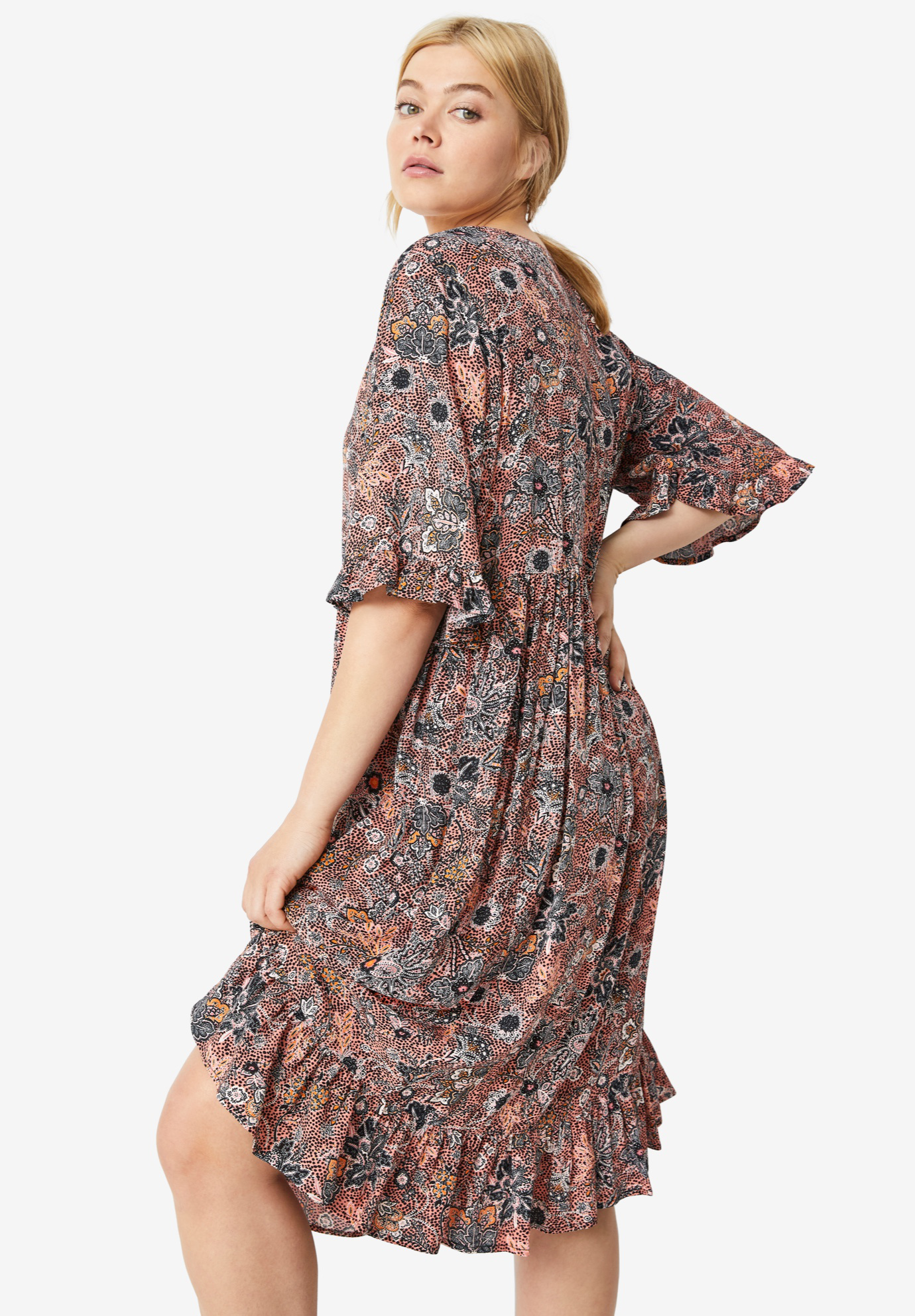 Ellos Women's Ruffled Empire Dress - Walmart.com