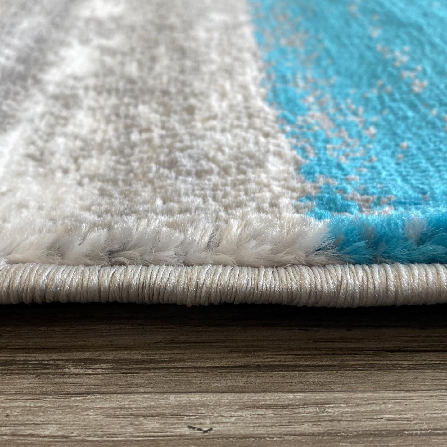 Luxe Weavers Art Deco Abstract Geometric Turquoise 2x3 Area Rug for Living Rooms