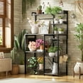 thumbnail image 6 of iSunirm Bakers Rack with Power Outlet and LED Light, Microwave Oven Stand Kitchen Storage Shelf with Wire Basket, Coffee Bar Station Island Table with 10 Hooks, for Pots, Spices, Pans, Black Oak, 6 of 8
