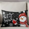 thumbnail image 3 of Christmas Snowman Throw Pillow Covers, Xmas Winter Snowflake Classic Black Soft Breathable Pillow Cases with Invisible Zipper for Sleeping, Small Pillowcases for Couch Bed Sofa Chair 16x24 Inches, 3 of 6