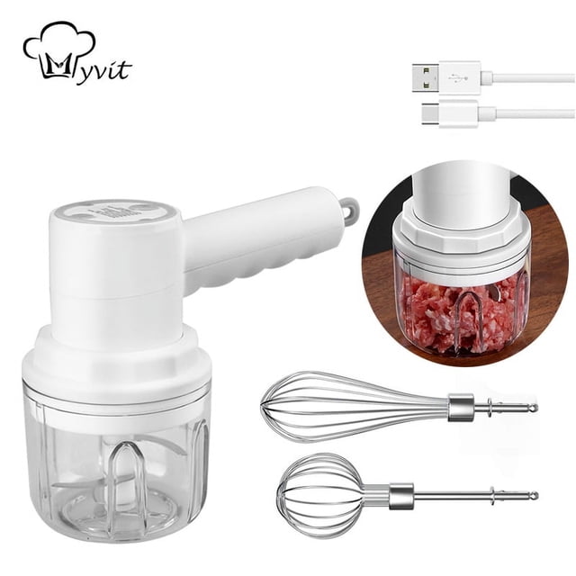 3-in-1 Immersion Hand Blender,3 Speed Stick Hand Mixer Electric Blender with Mixing Beaker (8.8 oz) 304 Stainless Steel with Chopper Bowl, Milk Cream, Egg Whisk, 250ml Beaker