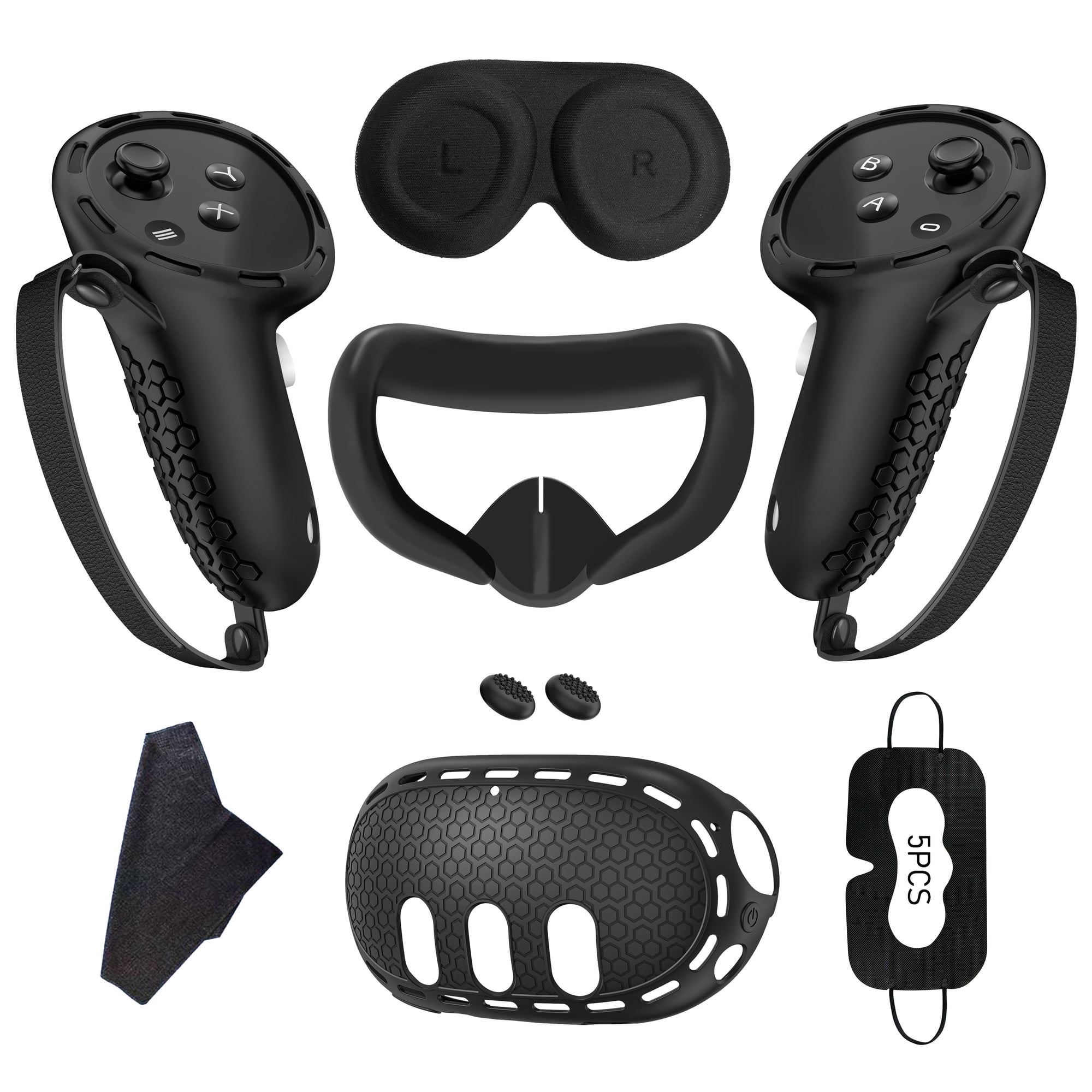 Meponn Soft VR Protective Cover Silicone Accessories Kit for Meta Quest 3,Black
