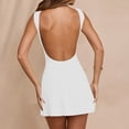 thumbnail image 3 of Vestido mini sin mangas con espalda abierta sexy para mujer - Cuello redondo, ajustado y elástico, 3 of 6