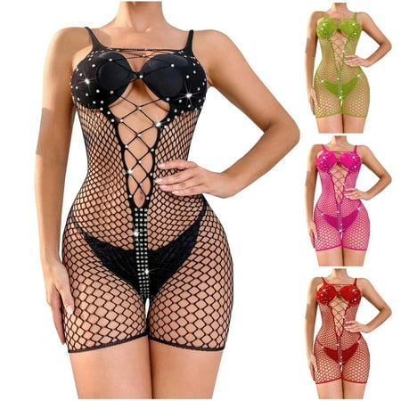 Elainilye Fashion Womens Lingeries Role Play Lingerie Pajamas Split Underwear One Piece Bodysuit Lingerie for Women Naughty Green