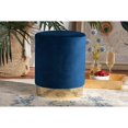 thumbnail image 5 of Baxton Studio Chaela Contemporary Glam and Luxe Navy Blue Velvet Fabric Upholstered and Gold Finished Metal Ottoman, 5 of 7