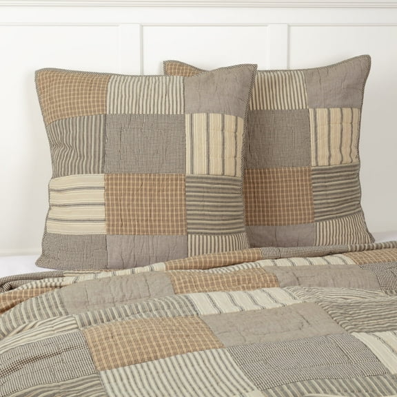 VHC Brands Farmhouse Bedding-Sawyer Millâ„¢ Quilted Euro Sham, 26x26, Charcoal Grey