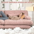 thumbnail image 6 of Modern Velvet 2-Seater Couch with 2 Lumbar & 2 Throw Pillows, Convertible Ottoman, 6 of 19