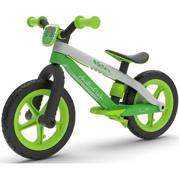 Chillafish BMXie 2 Lightweight Balance Bike with Integrated Footrest and Footbrake for Kids 2 to 5 Years, 12 Inch Airless RubberSkin Tires, Adjustable Seat Without Tools, Lime