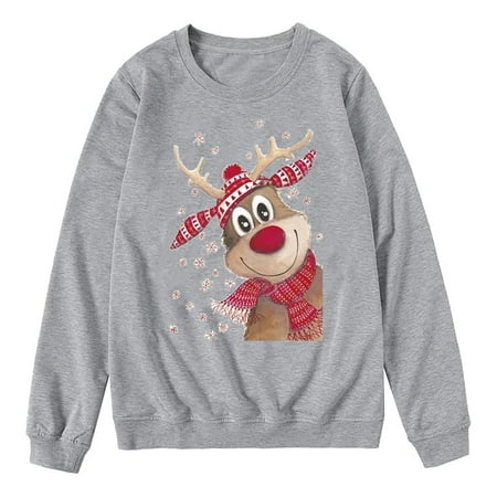

WOXINDA Christmas Cute Printed Long Sleeve Loose Pullover Sweater Family Parent Child Wear Comfortable Loose Sweater Adult Womens Mommy Family Christmas Pajama Set