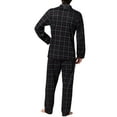 thumbnail image 3 of Hanes Men's Pajamas Cotton X-Temp Long Sleeve Shirt & Pants Knit Pjs Lounge Set - Black Grid (X-Large), 3 of 7