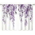 thumbnail image 6 of Eucalyptus Botanical Leaves Purple Floral Kitchen Window Curtains Over Sink Farmhouse Flower Leaf Small Window Treatment Cafe Short Curtains for Bathroom Treatment Tier Drapes 27.5x39 inch, 6 of 6