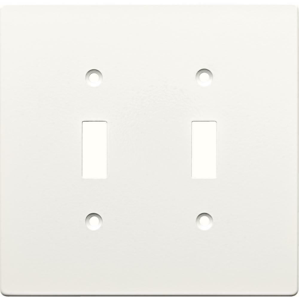 Hampton Bay W32734PW Subway Tile Double Switch Cover Plate Pure White