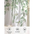 thumbnail image 6 of Sheer Curtains 54 Inch Length 2 Panels Set for Kitchen, Eucalyptus Leaves Semi Sheer Curtains for Windows, Green Summer Botanical Weeping Voile Window Treatments Rod Pocket Curtain, 6 of 7