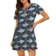 thumbnail image 1 of Fotbe Cute Shark Bata de Dormir para Mujer con Estampado, Camisón de Algodón de Manga Corta, Ropa de Dormir Casual, 1 of 6