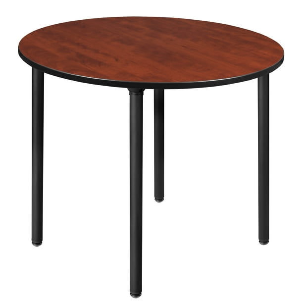 Kee 48 Round Folding Breakroom Table Cherry Black Com Kee 48 Round Folding Breakroom Table, 48 Round Folding Table Black