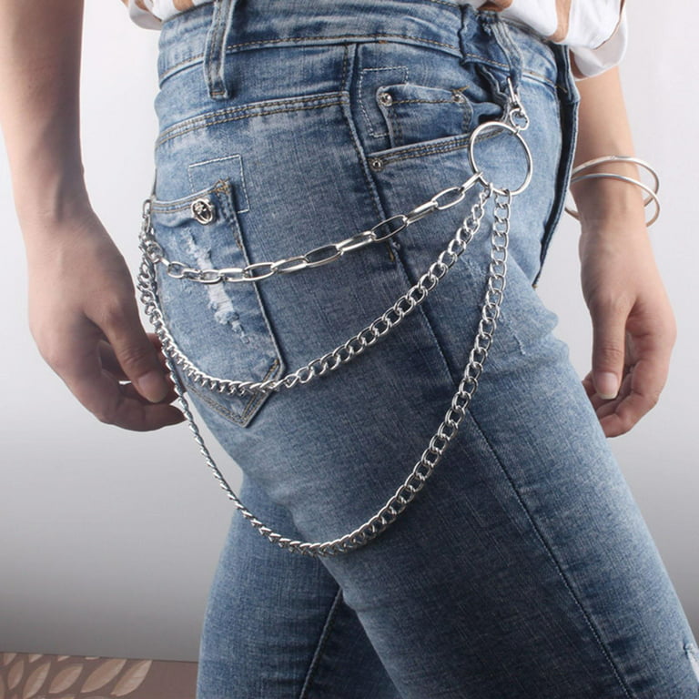 Sharplace Pants Chain for Men Women, Punk Pocket Belt Key Chains Hop Jean Gothic Waist Belt -, Men's, Size: One size, Silver