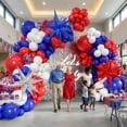 thumbnail image 2 of Patriotic Balloon Kit for July 4th Party – 120 Red White Blue Stars, 2 of 8