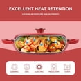 thumbnail image 5 of Household covered baking and stewing pot, red metal 3-quart Dutch pan, suitable for stewing and cooking, durable and long-lasting, suitable for home kitchen and family gatherings, 5 of 7