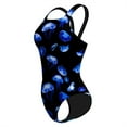 thumbnail image 4 of ZQGJB Women Athletic One Piece Swimsuit Cute Summer Printed Racerback Sport Lap Swimming Suits Swimwear Training Slimming Bathing Suit(Blue#02,L), 4 of 6